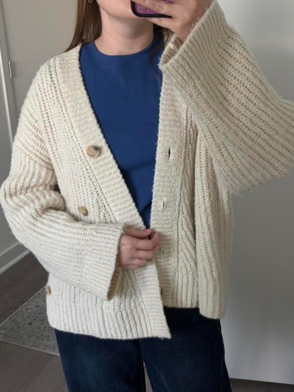 & Other Stories Women's White and Cream Cardigan